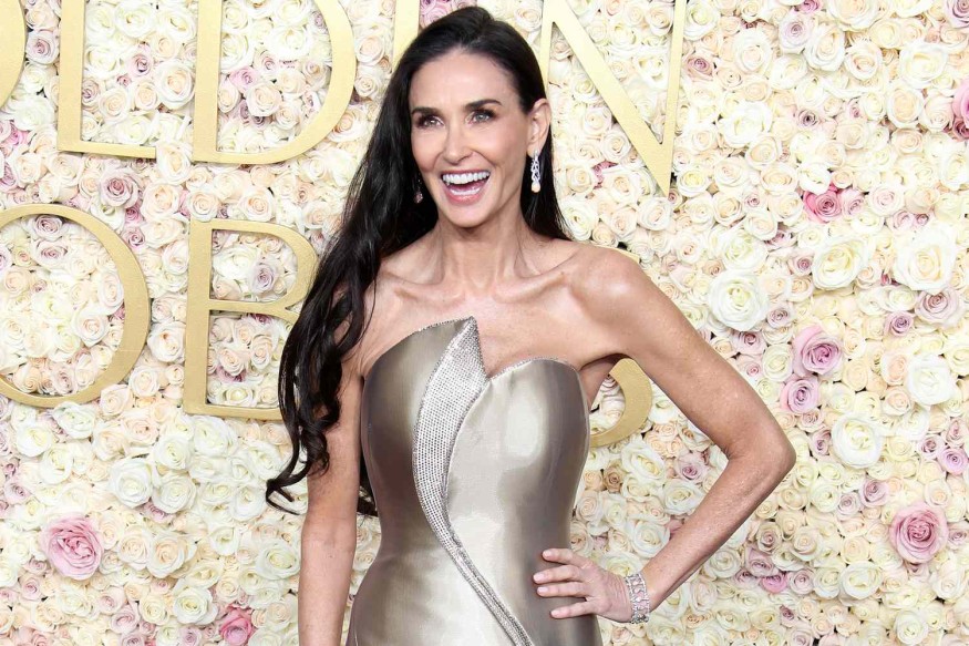 Demi Moore wearning Armani at the Golden Globes 2025