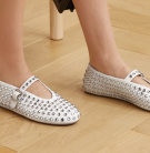 ALAÏA Crystal-embellished leather ballet flats